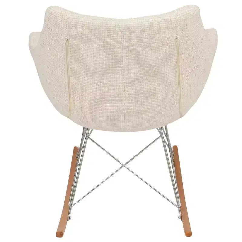 Fauteuil à bascule de pépinière LeisureMod Willow en tissu sergé/revêtement velours - Base en bois de frêne Eiffel, confort accru, parfait pour les chambres d'enfants