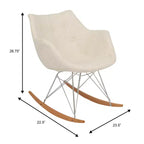 Fauteuil à bascule de pépinière LeisureMod Willow en tissu sergé/revêtement velours - Base en bois de frêne Eiffel, confort accru, parfait pour les chambres d'enfants