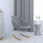 Fauteuil à bascule de pépinière LeisureMod Willow en tissu sergé/revêtement velours - Base en bois de frêne Eiffel, confort accru, parfait pour les chambres d'enfants