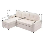 Hyleory Canapé d'angle convertible 3 places en velours de 208,8 cm