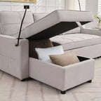 Hyleory Canapé d'angle convertible 3 places en velours de 208,8 cm