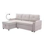 Hyleory Canapé d'angle convertible 3 places en velours de 208,8 cm