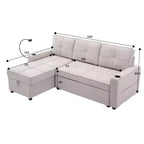 Hyleory Canapé d'angle convertible 3 places en velours de 208,8 cm