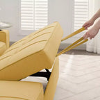 Hyleory Canapé d'angle convertible 3 places en velours de 208,8 cm