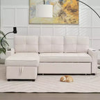 Hyleory Canapé d'angle convertible 3 places en velours de 208,8 cm