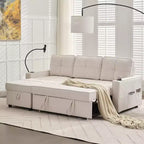 Hyleory 3 - Piece 82.2'' Velvet Upholstered Sectional Sofa Bed, Sleeper Sofa Bed