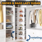 Tour de rangement pour chaussures rotative à 7 niveaux, organisateur de chaussures et sacs à main vertical rond, blanc