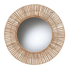 bali & pari Leala Miroir mural d'appoint bohème moderne en métal et herbes marines naturelles marron