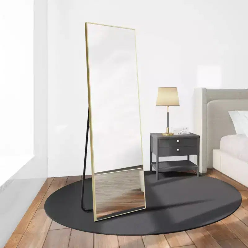 Miroir à poser carré WallBeyond 64x21 en aluminium avec support béquille