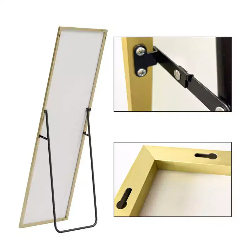 Miroir à poser carré WallBeyond 64x21 en aluminium avec support béquille