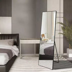 Miroir à poser carré WallBeyond 64x21 en aluminium avec support béquille