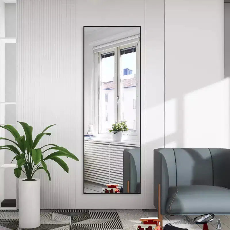 Miroir à poser carré WallBeyond 64x21 en aluminium avec support béquille
