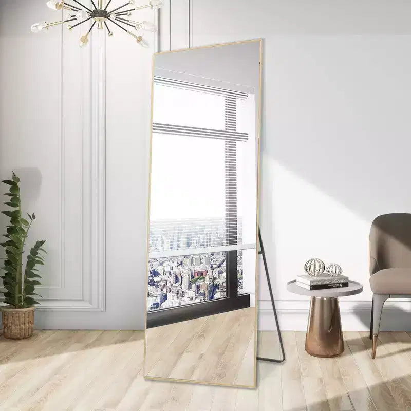 Miroir à poser carré WallBeyond 64x21 en aluminium avec support béquille