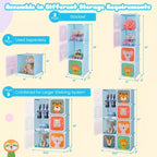 Costway Armoire pour enfants à 8 cubes, Commode pour bébé, Penderie avec portes pour chambre, Bleu/Rose/Blanc