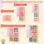Costway Armoire pour enfants à 8 cubes, Commode pour bébé, Penderie avec portes pour chambre, Bleu/Rose/Blanc