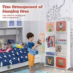 Costway Armoire pour enfants à 8 cubes, Commode pour bébé, Penderie avec portes pour chambre, Bleu/Rose/Blanc