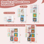 Costway Armoire pour enfants à 8 cubes, Commode pour bébé, Penderie avec portes pour chambre, Bleu/Rose/Blanc