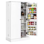Costway Meuble de rangement de cuisine de style campagnard 41 po avec portes et étagères réglables Gris/Blanc