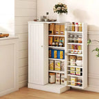 Costway Meuble de rangement de cuisine de style campagnard 41 po avec portes et étagères réglables Gris/Blanc