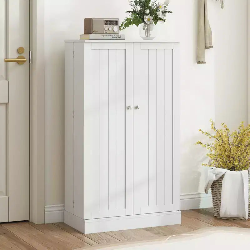 Costway Meuble de rangement de cuisine de style campagnard 41 po avec portes et étagères réglables Gris/Blanc
