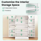 Costway Meuble de rangement de cuisine de style campagnard 41 po avec portes et étagères réglables Gris/Blanc