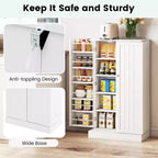 Costway Meuble de rangement de cuisine de style campagnard 41 po avec portes et étagères réglables Gris/Blanc