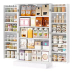 Costway Meuble de rangement de cuisine de style campagnard 41 po avec portes et étagères réglables Gris/Blanc