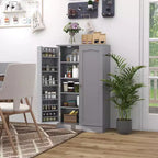 Costway Meuble de rangement de cuisine de style campagnard 41 po avec portes et étagères réglables Gris/Blanc