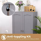 Costway Meuble de rangement de cuisine de style campagnard 41 po avec portes et étagères réglables Gris/Blanc