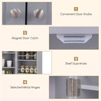 Costway Meuble de rangement de cuisine de style campagnard 41 po avec portes et étagères réglables Gris/Blanc