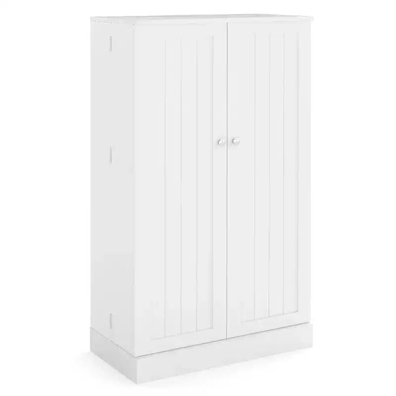 Costway Meuble de rangement de cuisine de style campagnard 41 po avec portes et étagères réglables Gris/Blanc