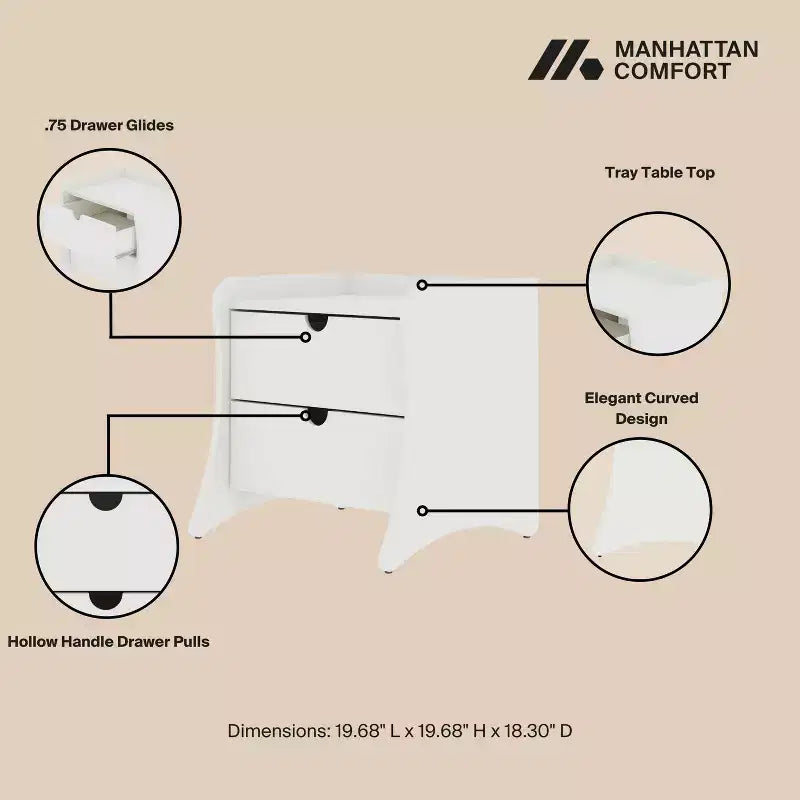 Manhattan Comfort Lot de 2 tables de chevet Coney à 2 tiroirs
