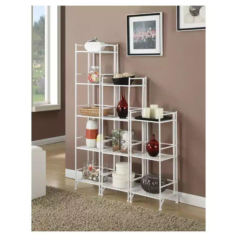 32,5 Rayonnages métalliques pliants à 3 niveaux pour rangement supplémentaire – Breighton Home