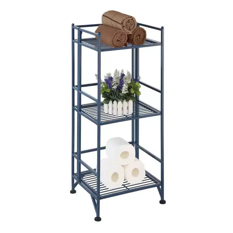 32,5 Rayonnages métalliques pliants à 3 niveaux pour rangement supplémentaire – Breighton Home