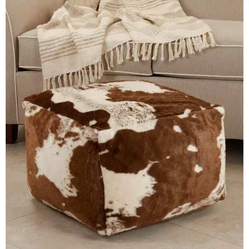 Saro Lifestyle Pouf en Fausse Fourrure Peau de Vache