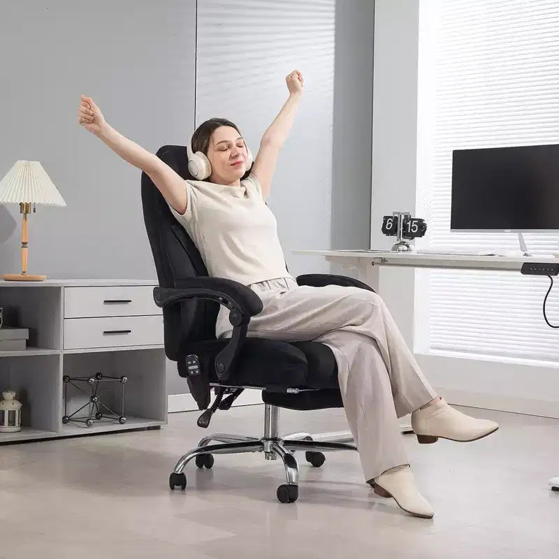 Fauteuil de bureau de direction de massage Vinsetto, chaise d'ordinateur chauffante avec hauteur réglable et repose-pieds