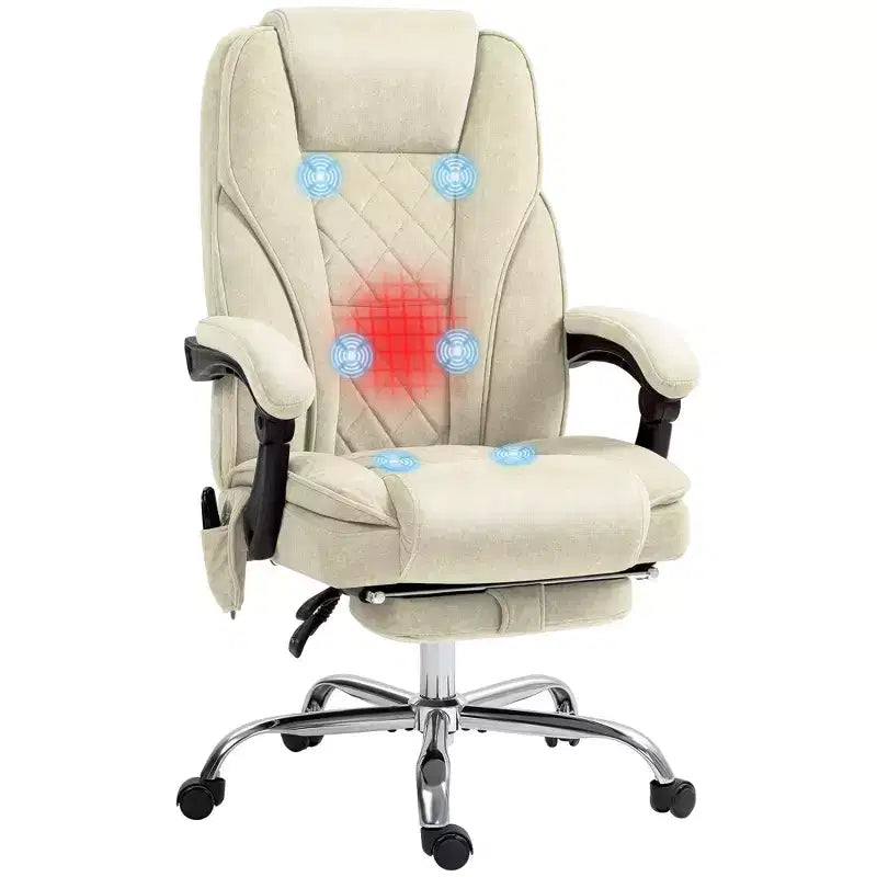 Fauteuil de bureau de direction de massage Vinsetto, chaise d'ordinateur chauffante avec hauteur réglable et repose-pieds
