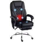 Fauteuil de bureau de direction de massage Vinsetto, chaise d'ordinateur chauffante avec hauteur réglable et repose-pieds