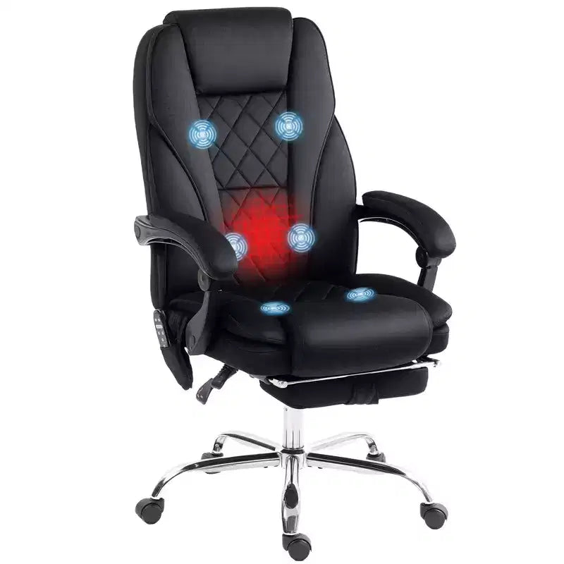 Fauteuil de bureau de direction de massage Vinsetto, chaise d'ordinateur chauffante avec hauteur réglable et repose-pieds