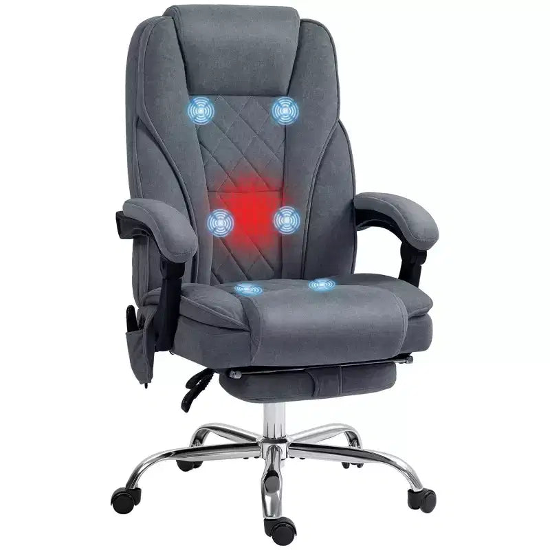 Fauteuil de bureau de direction de massage Vinsetto, chaise d'ordinateur chauffante avec hauteur réglable et repose-pieds