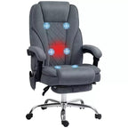 Fauteuil de bureau de direction de massage Vinsetto, chaise d'ordinateur chauffante avec hauteur réglable et repose-pieds