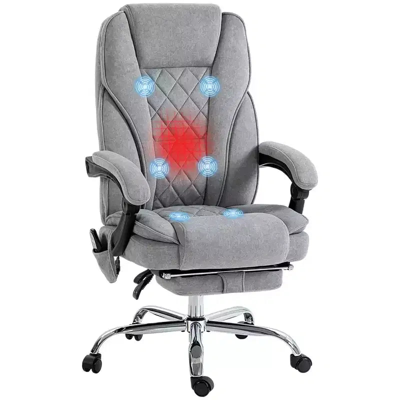 Fauteuil de bureau de direction de massage Vinsetto, chaise d'ordinateur chauffante avec hauteur réglable et repose-pieds