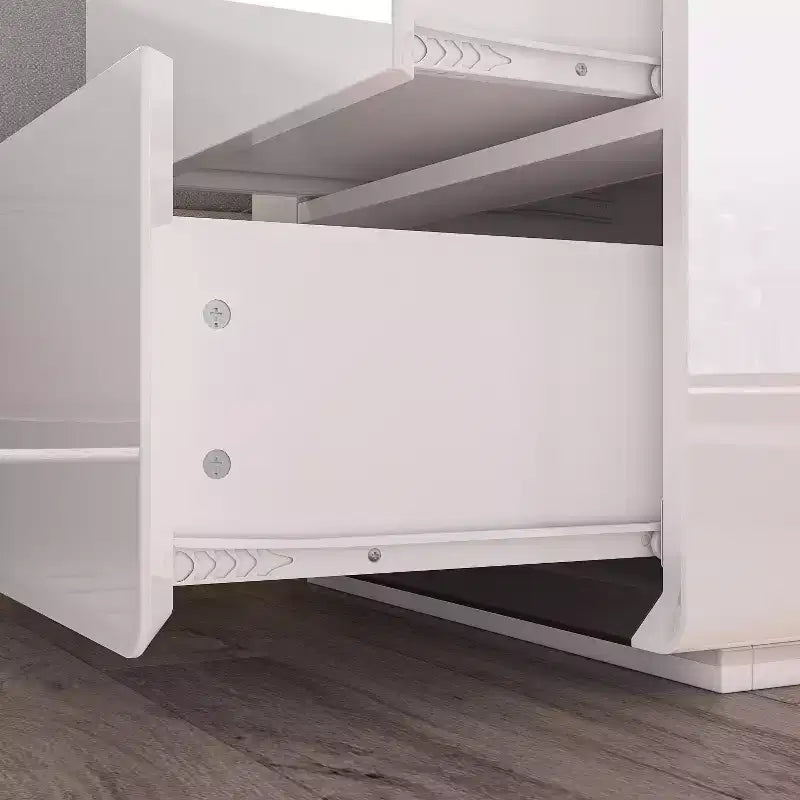 Table de chevet moderne Famapy avec lumière LED et 2 tiroirs