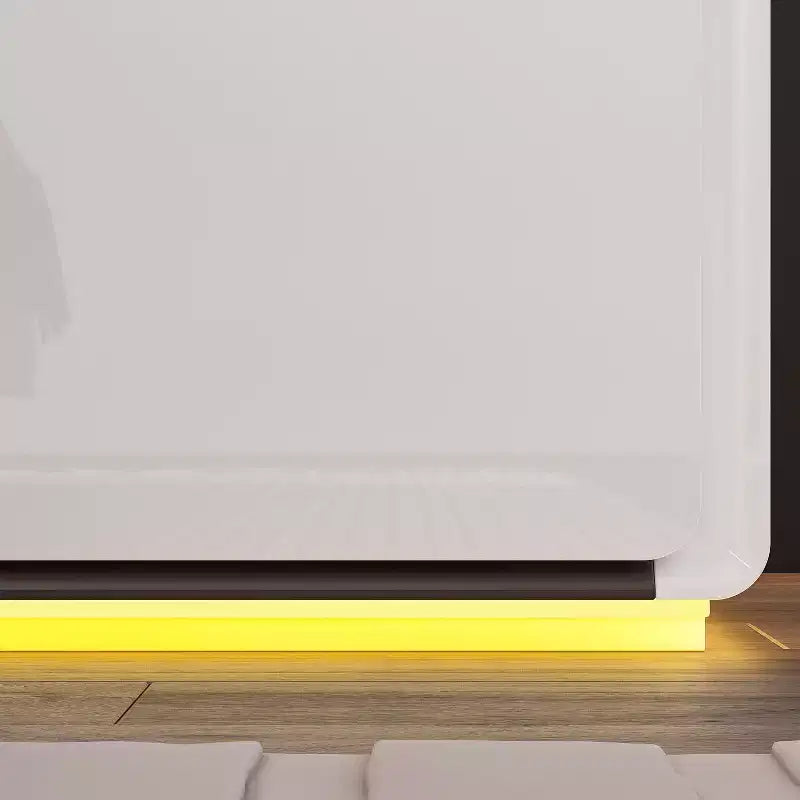 Table de chevet moderne Famapy avec lumière LED et 2 tiroirs