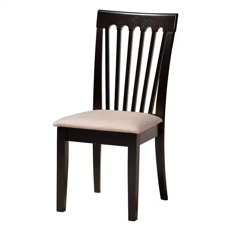 Ensemble de salle à manger 5 pièces Baxton Studio Lore en tissu sable moderne et bois fini brun foncé