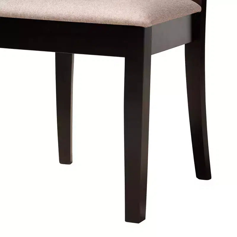 Ensemble de salle à manger 5 pièces Baxton Studio Lore en tissu sable moderne et bois fini brun foncé