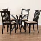 Ensemble de salle à manger 5 pièces Baxton Studio Lore en tissu sable moderne et bois fini brun foncé