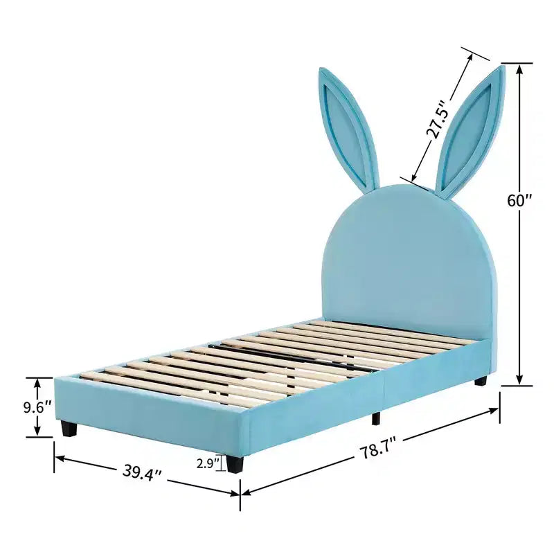 Cadre de lit plateforme double pour enfants VECELO avec tête de lit rembourrée