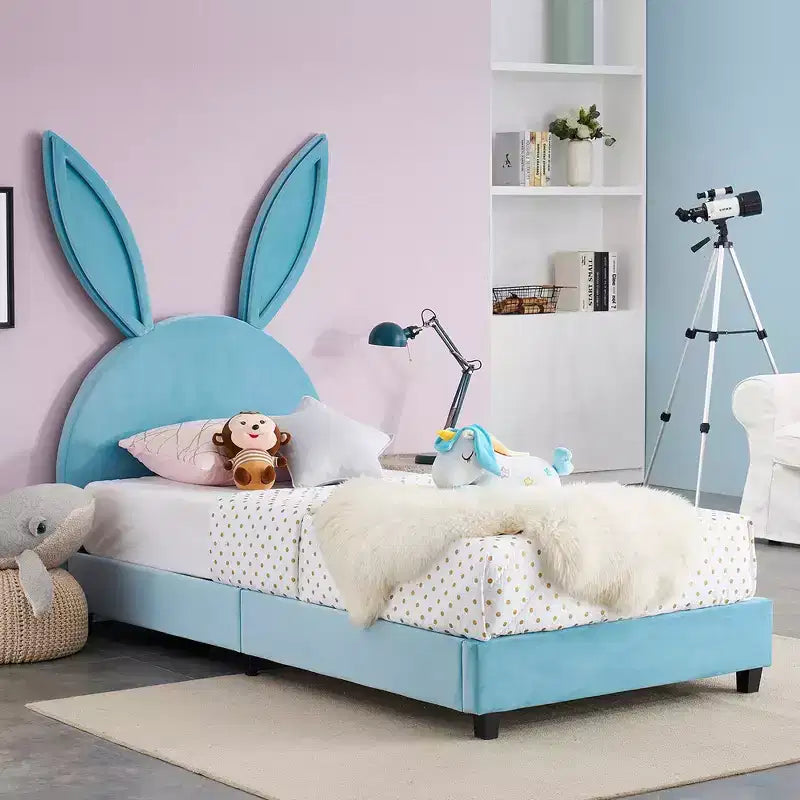 Cadre de lit plateforme double pour enfants VECELO avec tête de lit rembourrée