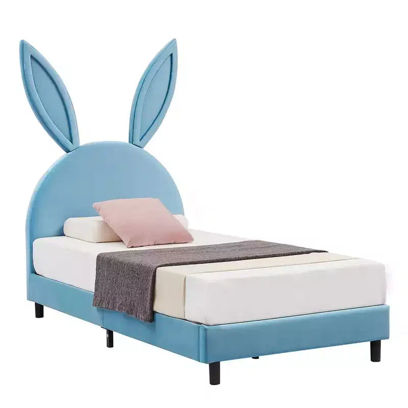 Cadre de lit plateforme double pour enfants VECELO avec tête de lit rembourrée